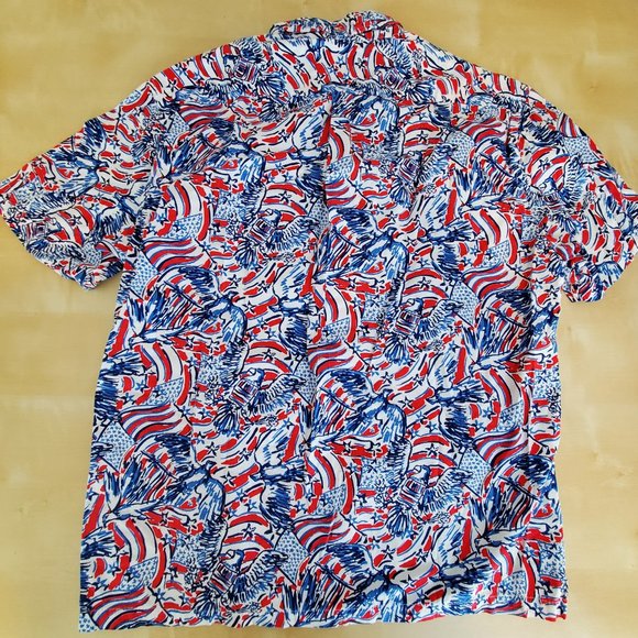 The Nutter 1/2 Button front Popover USA Made Mens Shirt Flags eagles Sz M - Picture 6 of 7